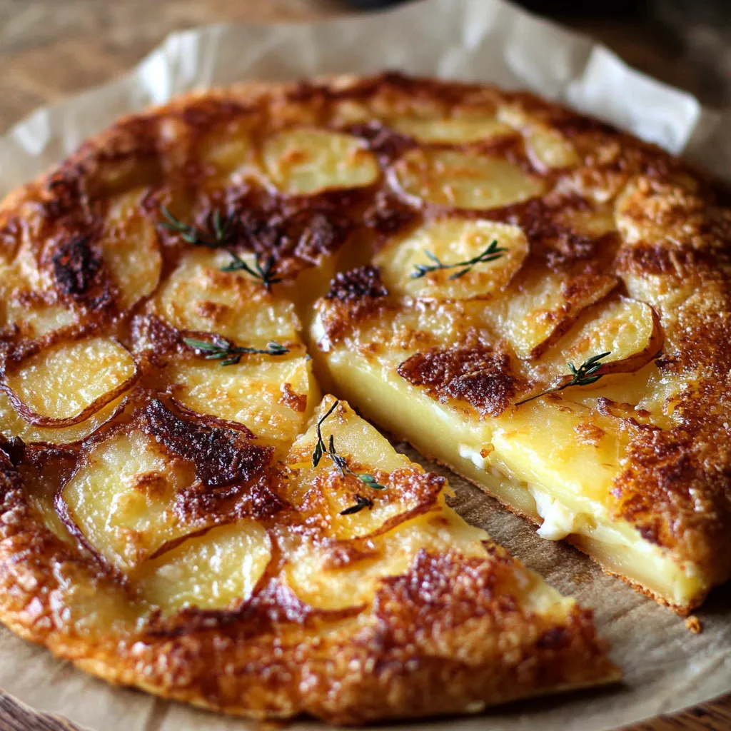 Galette croustillante pommes de terre oignons fromage