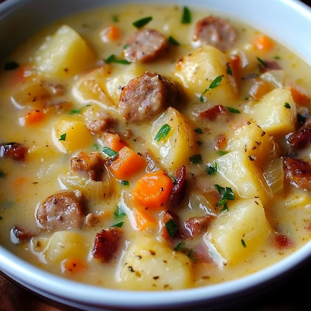 Soupe pommes de terre saucisses – classique famille