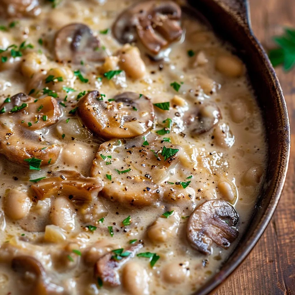 Haricots blancs et champignons crémeux cajou