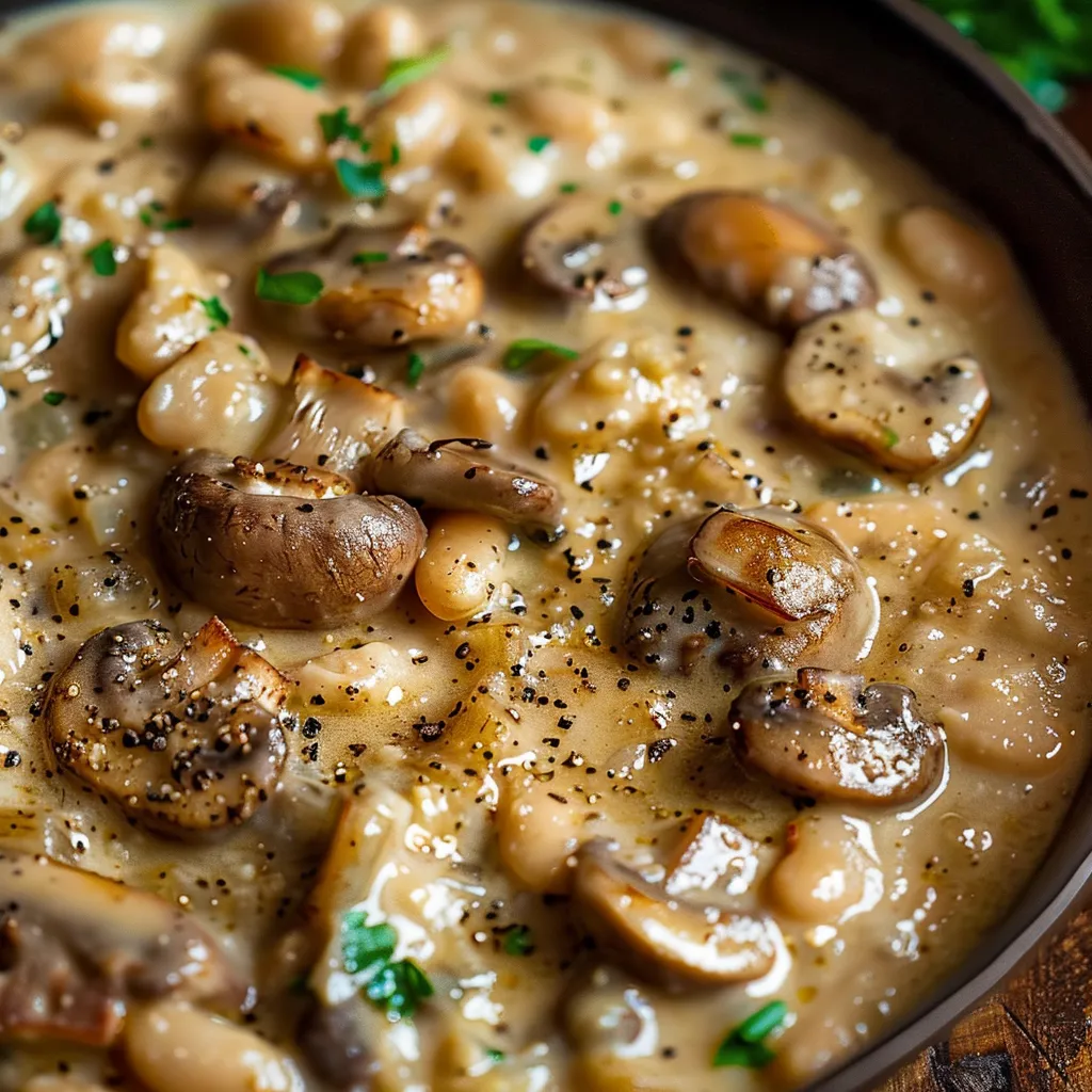 Haricots Blancs Crémeux aux Champignons Végétarien