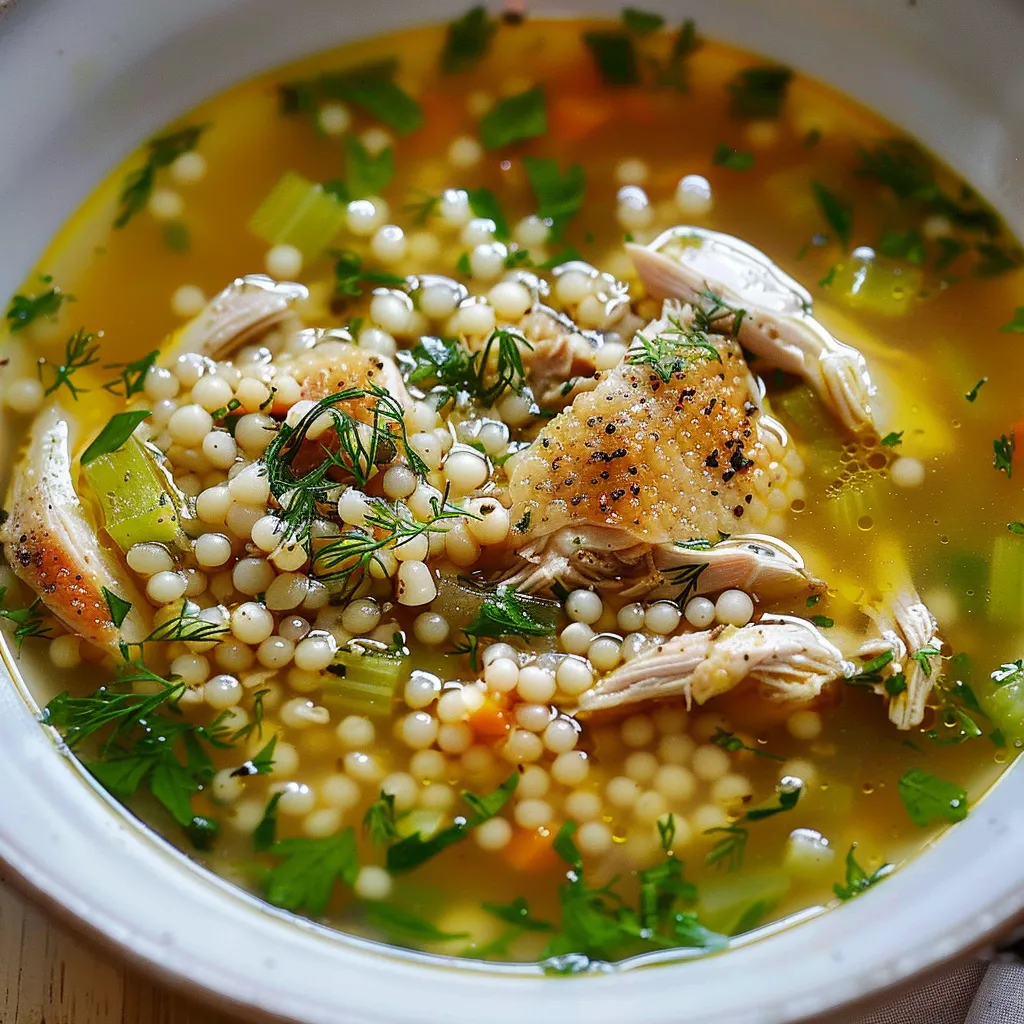 Soupe poulet couscous perlé