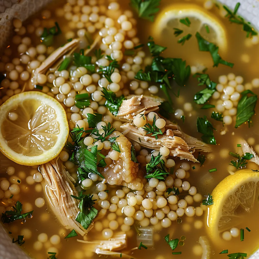 Soupe au Poulet et Couscous Perlé - Recette Familiale
