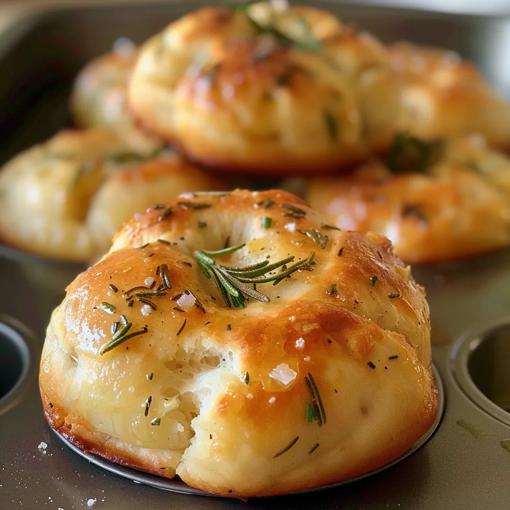 Muffins Focaccia romarin ail maison