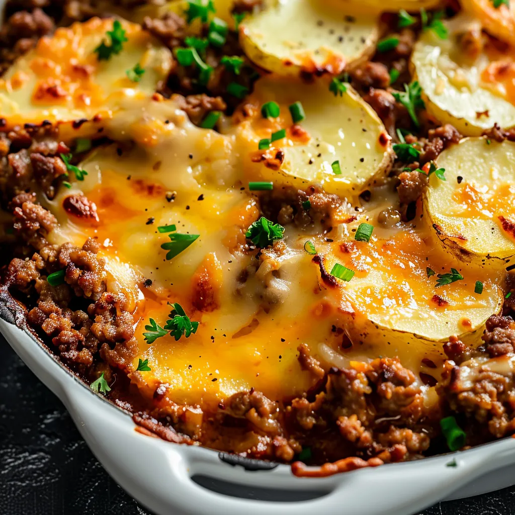 Délicieux gratin pommes de terre façon maison bœuf