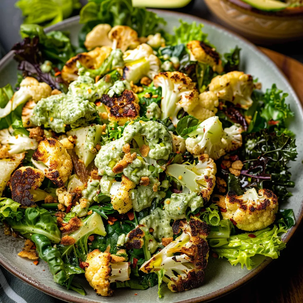 Salade déesse verte au chou-fleur rôti