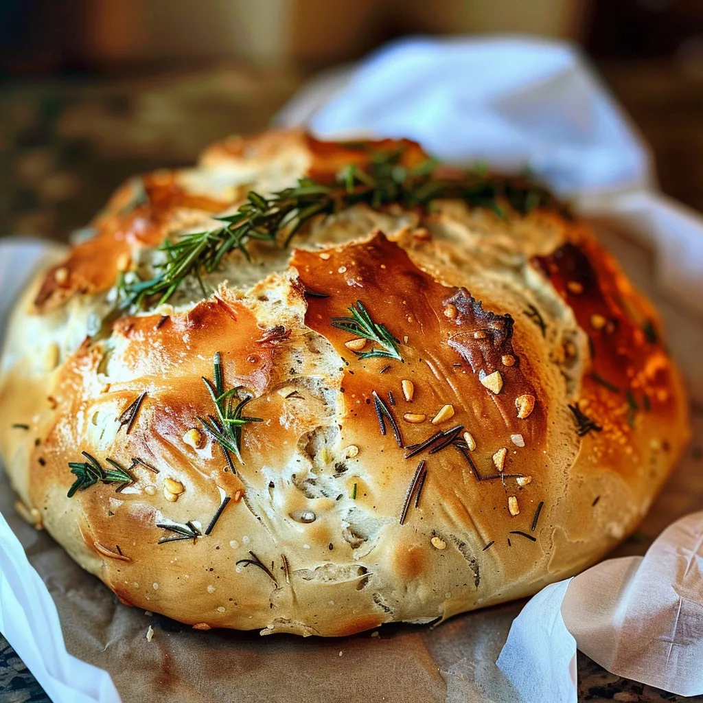 Pain rustique ail romarin sans effort