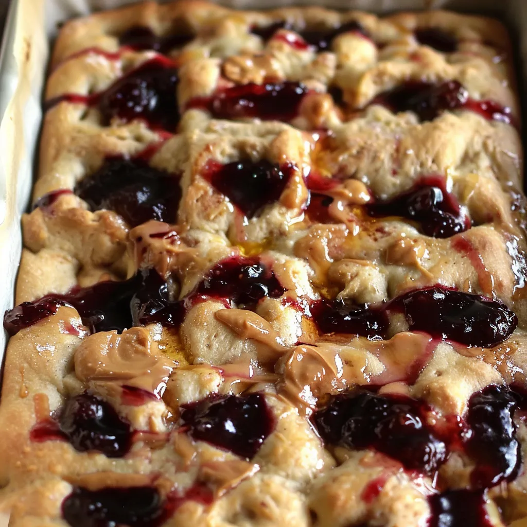 Focaccia moelleuse au beurre de cacahuète et confiture