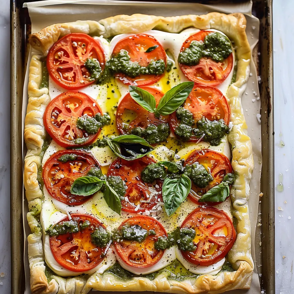 Chouette pizza caprese pesto feuilletée