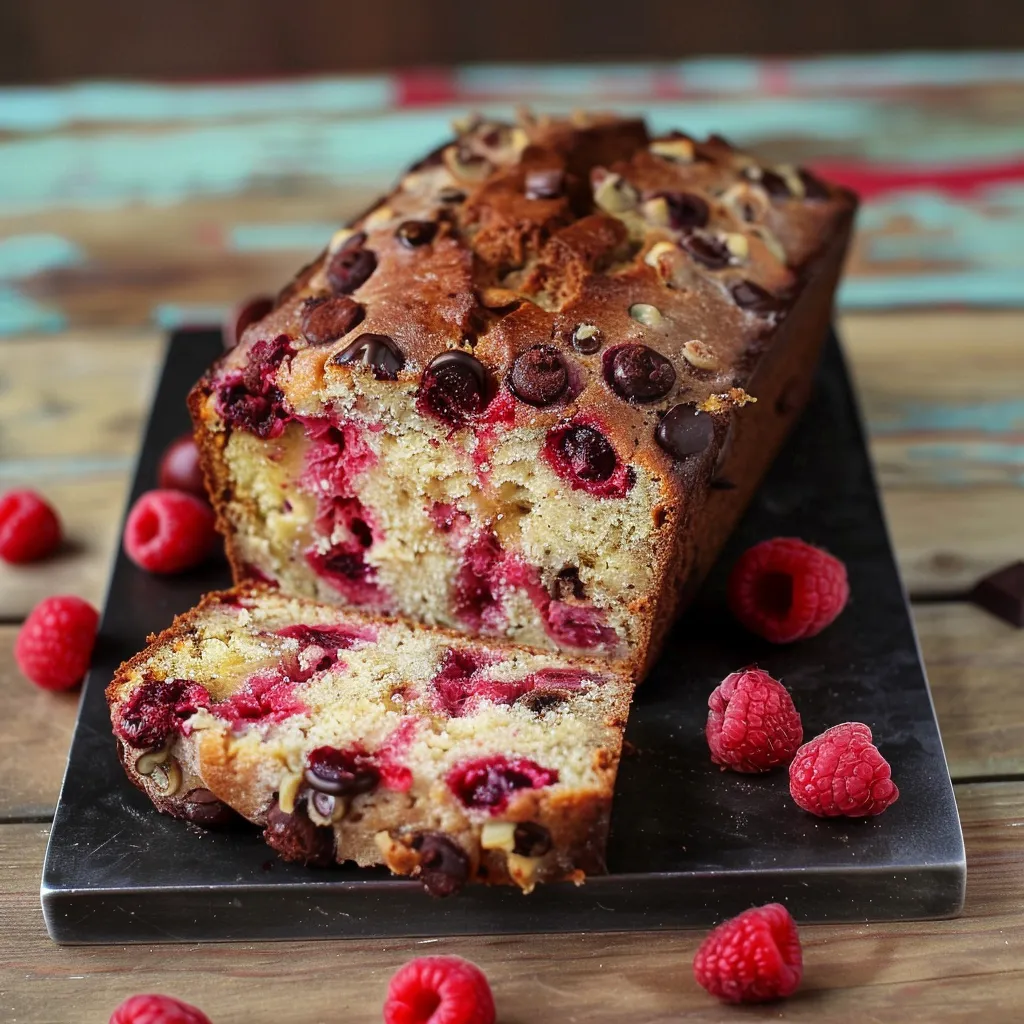 Cake Banane Chocolat Framboise gourmand