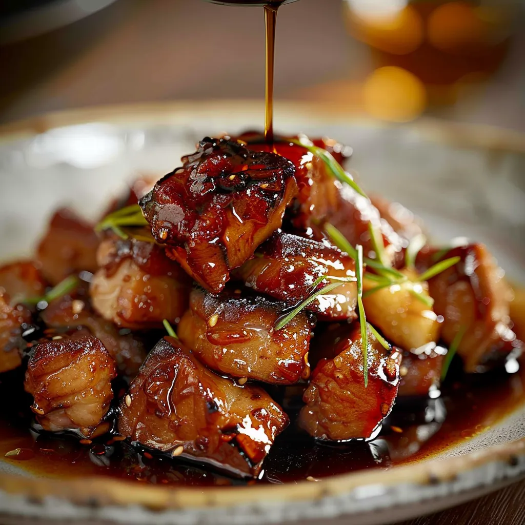 Porc caramélisé tendre sauce soja