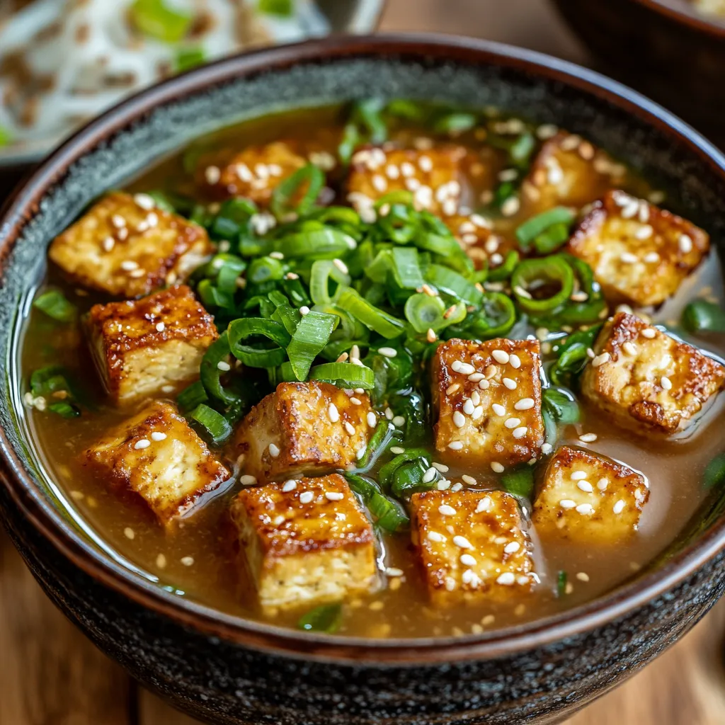 Soupe au Gingembre et Miso avec Tofu Croustillant - Recette Facile
