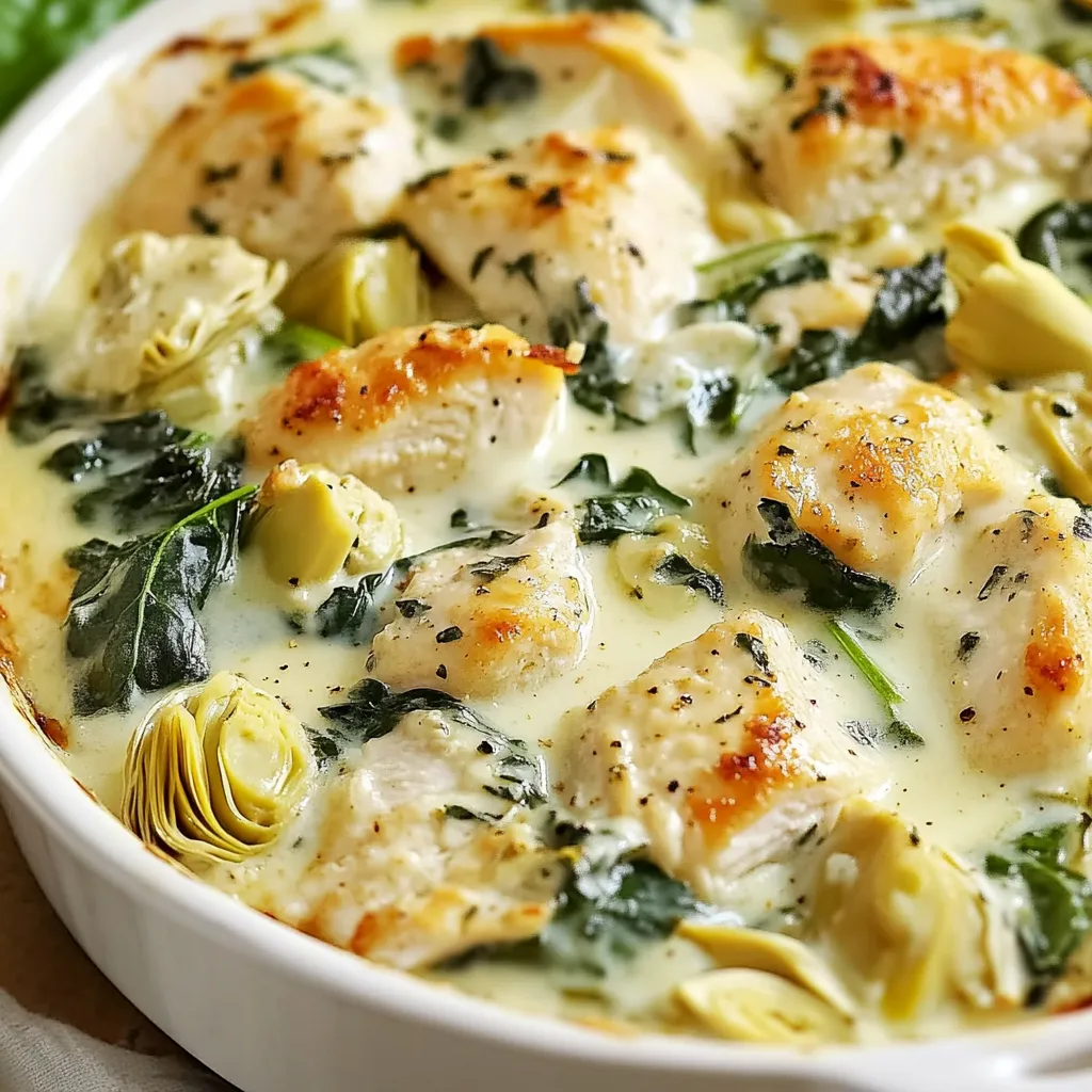 Gratin de poulet, artichaut et épinards boosté au fromage frais