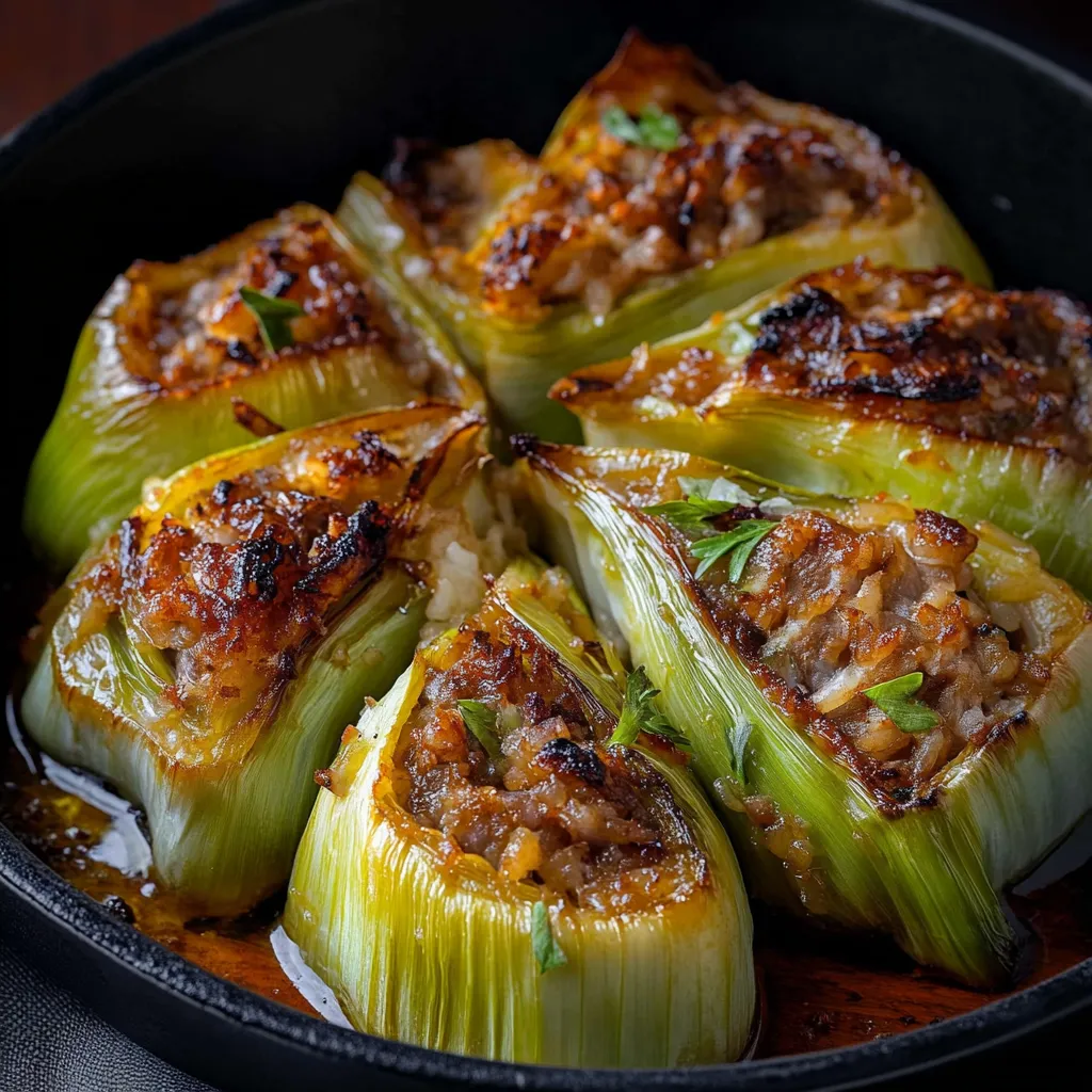 Délicieux poireaux farcis moelleux