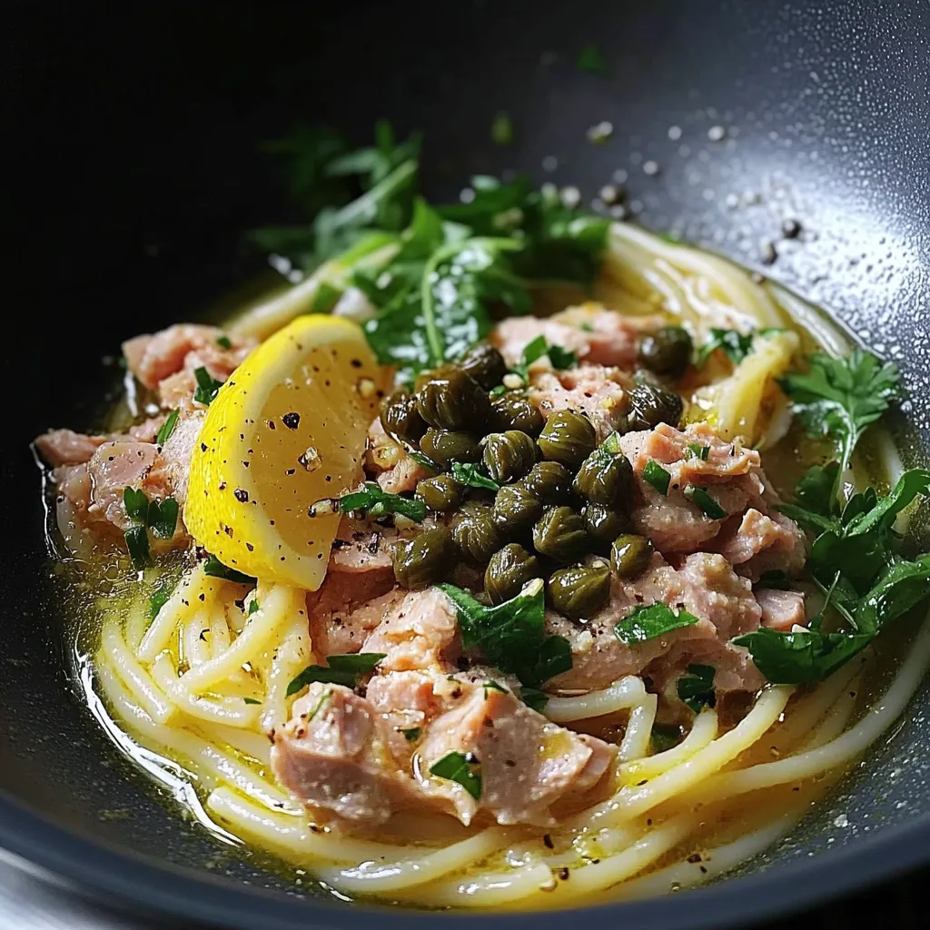 Spaghetti Thon, Câpres et Ail avec Citron