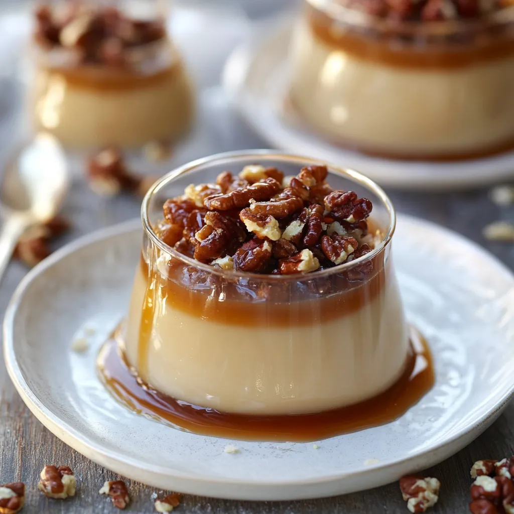 Panna Cotta Caramel au Beurre Salé avec Praliné Croquant