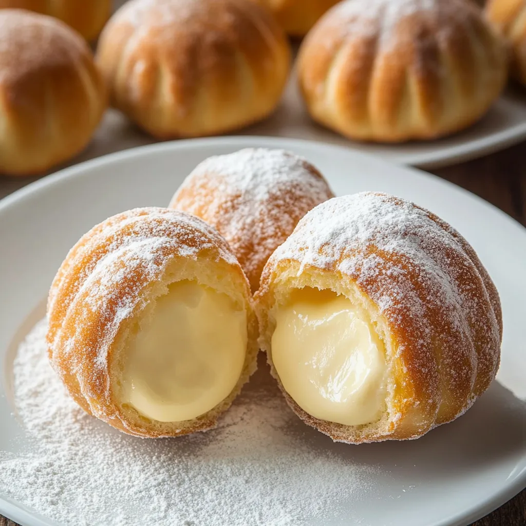 Bomboloni, Beignets Italiens Fourrés à la Crème et Saupoudrés de Sucre Glace