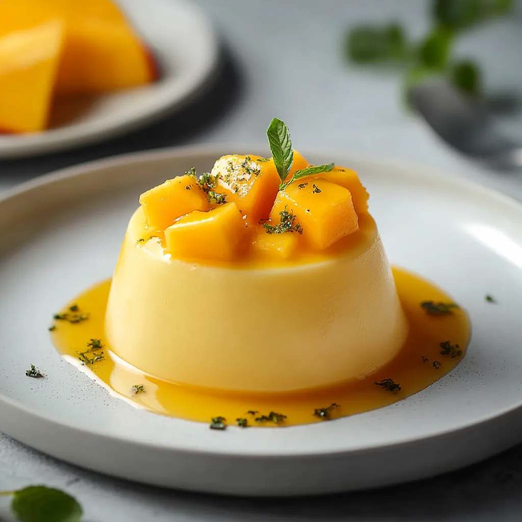 Un dessert italien revisité, alliant la créamosité d'une panna cotta traditionnelle à l'exotisme de la mangue