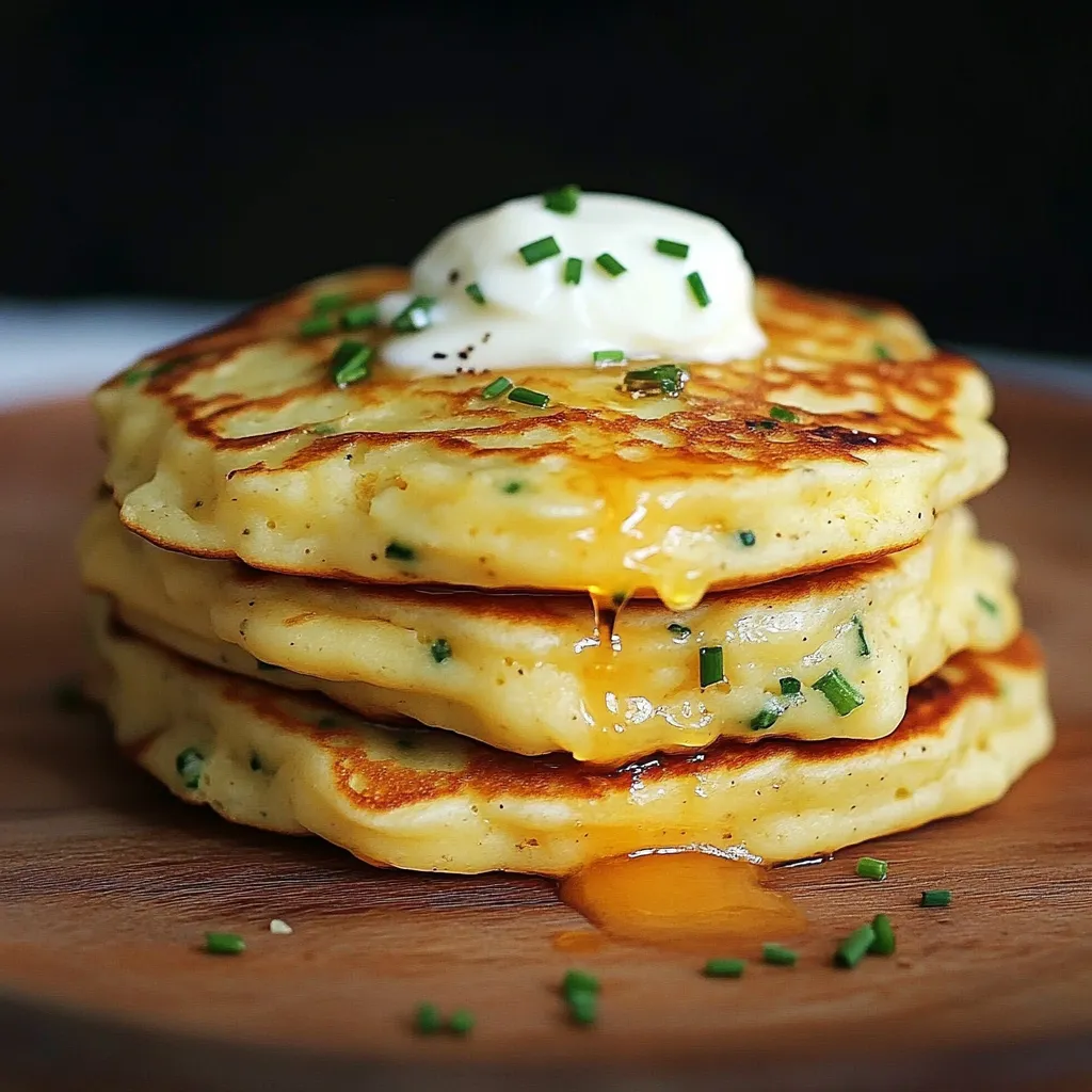 Des pancakes au fromage et ciboulette simples à faire