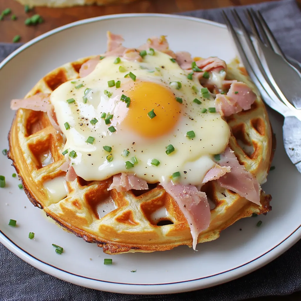 Préparez des gaufres Croque Madame raffinées et savoureuses