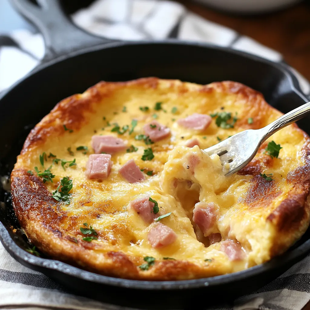 Délicieux pancake soufflé jambon et Gruyère fait maison