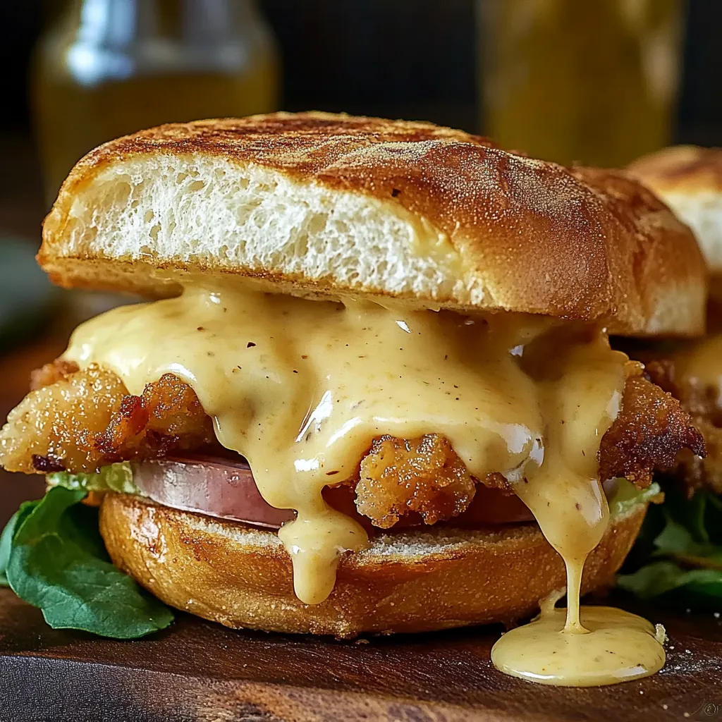 Sandwich au poulet avec cordon bleu et sauce moutarde à l'érable