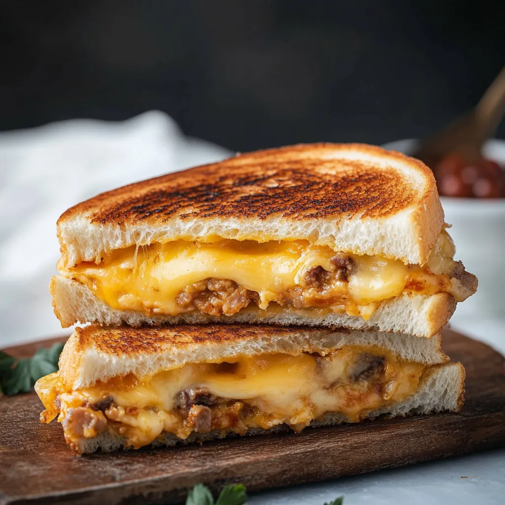 Savoureux sandwich au fromage et saucisse