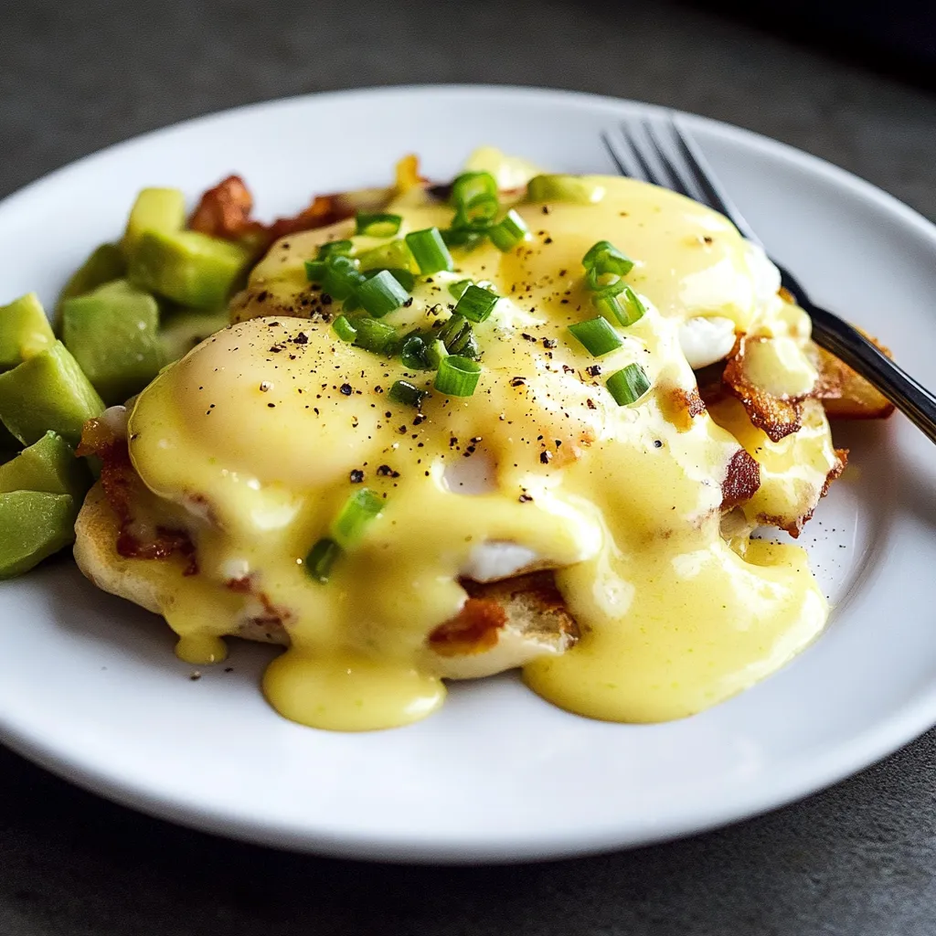Délicieux Oeufs Bénédict au piment vert et bacon