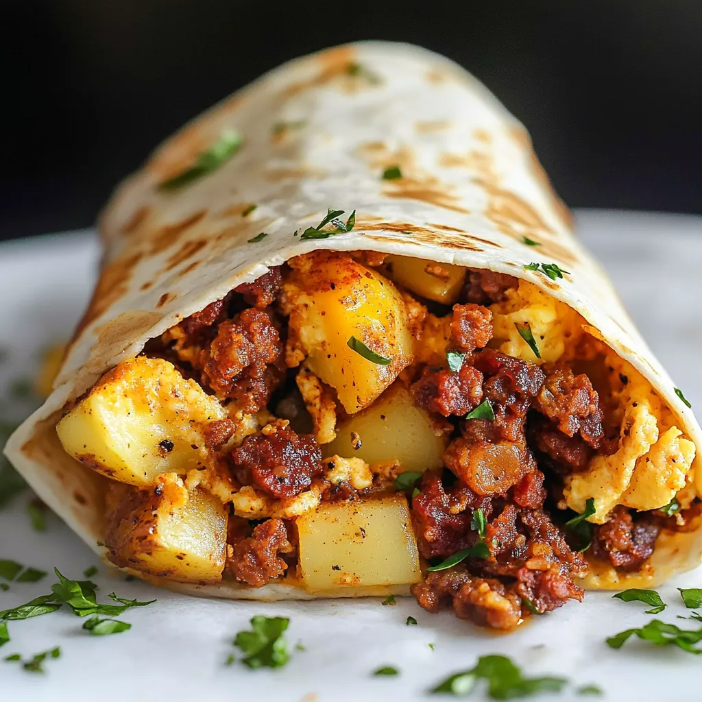 Burrito savoureux au chorizo et patates