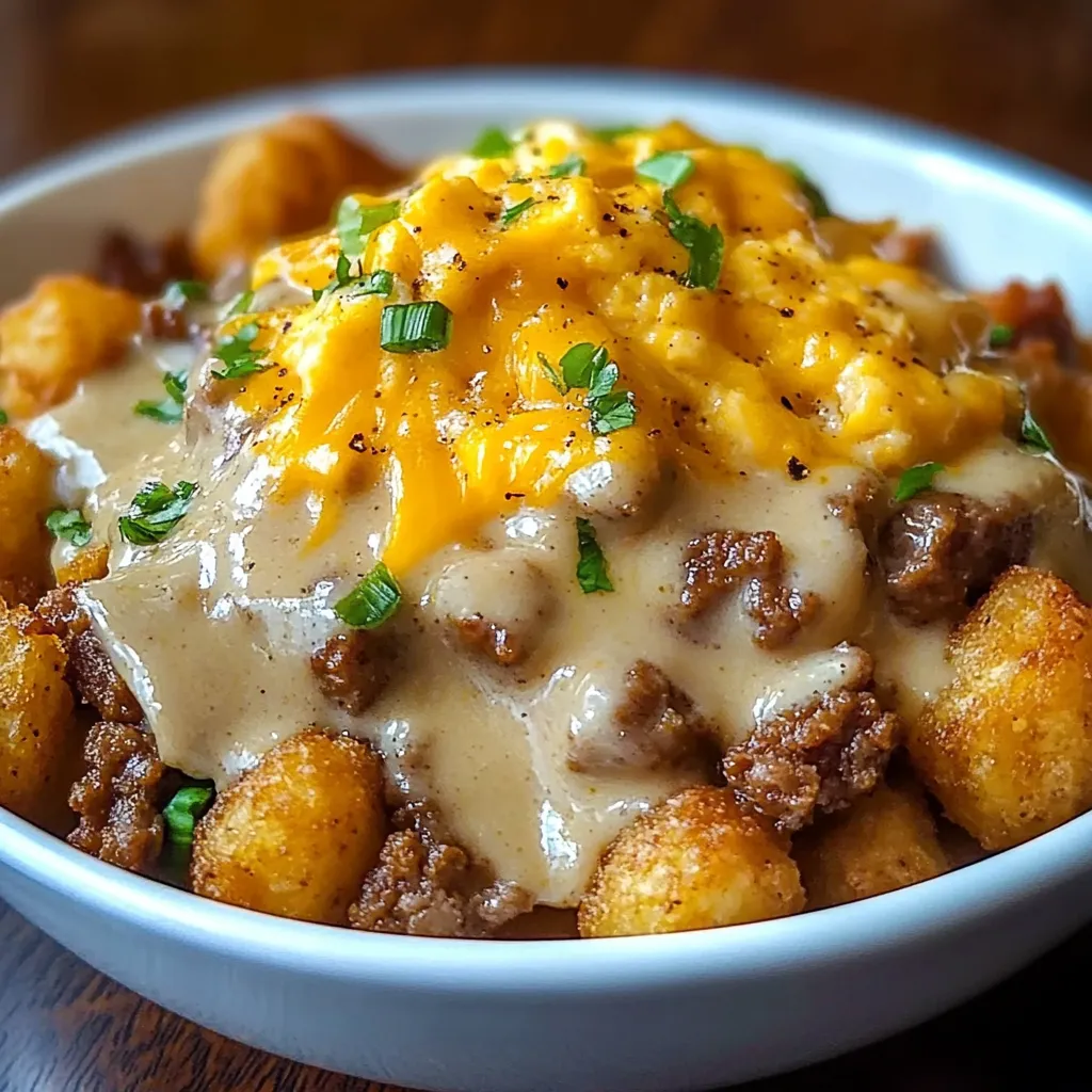 Préparez un bol gourmand à base de tater tots et de gravy