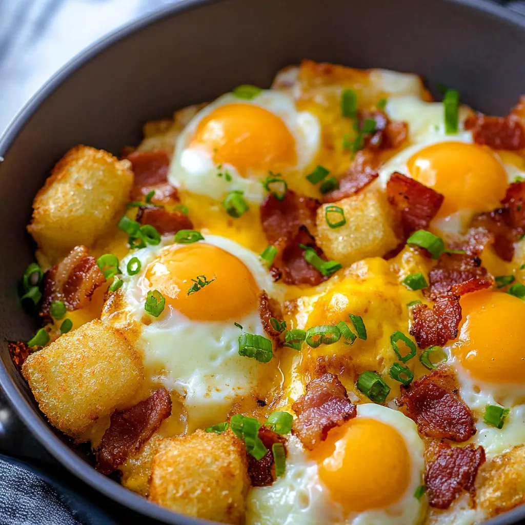 Délicieux totchos au bacon, œufs et fromage