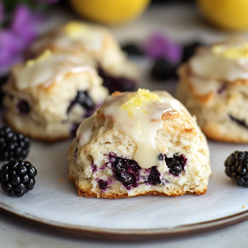 Scones gourmands avec mûres et glaçage citronné
