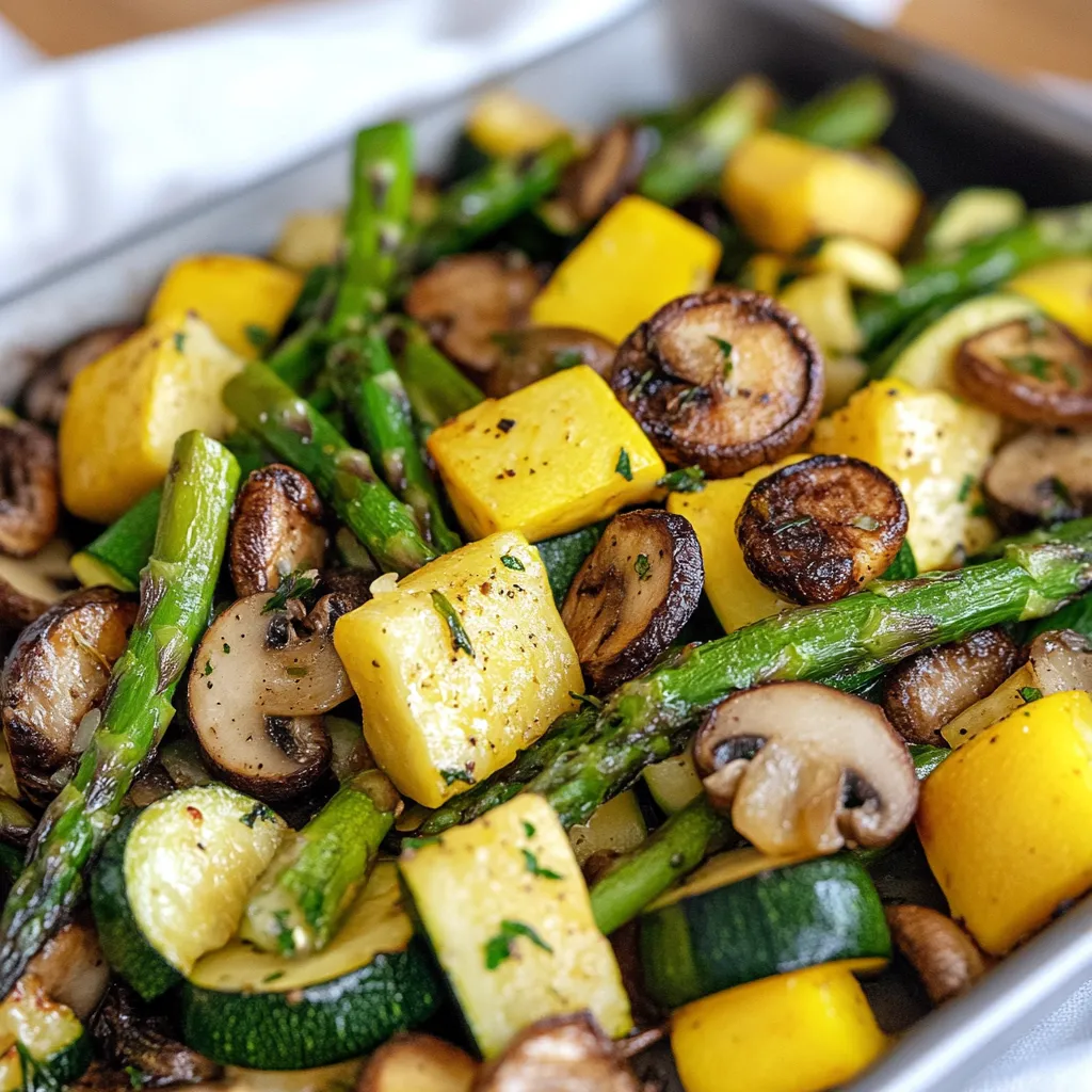 Asperges rôties avec courgettes et squash