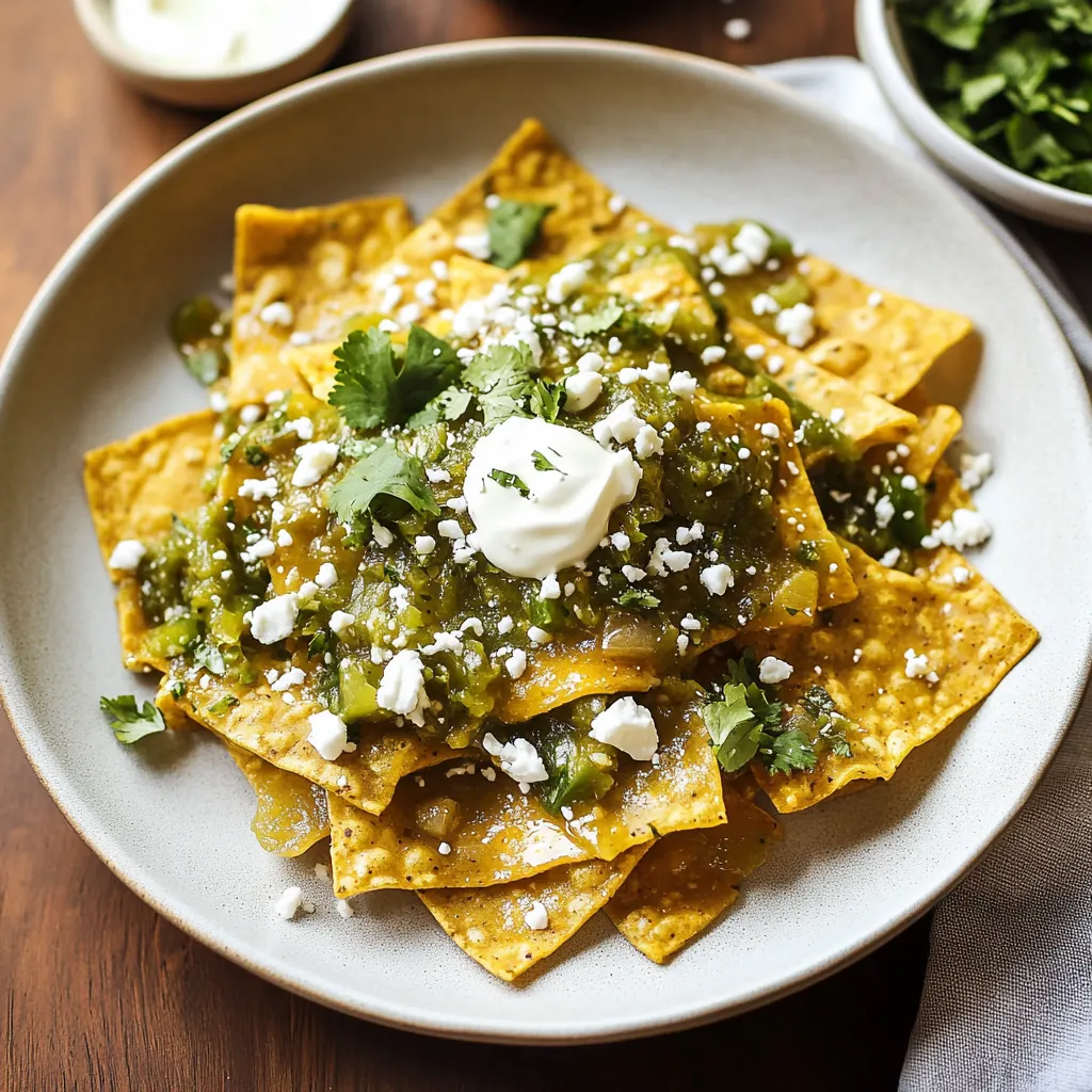 Chilaquiles verts avec tortillas et salsa verde maison